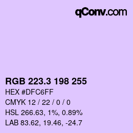 カラーコード: RGB 223.3 198 255 | qconv.com