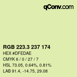 カラーコード: RGB 223.3 237 174 | qconv.com