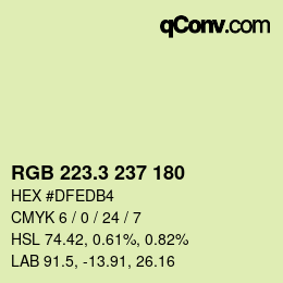 カラーコード: RGB 223.3 237 180 | qconv.com