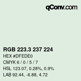 カラーコード: RGB 223.3 237 224 | qconv.com