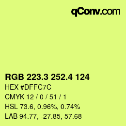 カラーコード: RGB 223.3 252.4 124 | qconv.com