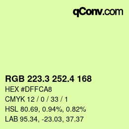 カラーコード: RGB 223.3 252.4 168 | qconv.com