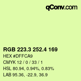 カラーコード: RGB 223.3 252.4 169 | qconv.com