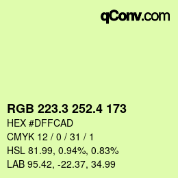 カラーコード: RGB 223.3 252.4 173 | qconv.com