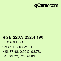 カラーコード: RGB 223.3 252.4 190 | qconv.com