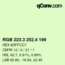 カラーコード: RGB 223.3 252.4 199 | qconv.com