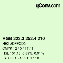カラーコード: RGB 223.3 252.4 210 | qconv.com
