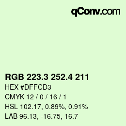 カラーコード: RGB 223.3 252.4 211 | qconv.com