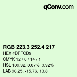カラーコード: RGB 223.3 252.4 217 | qconv.com