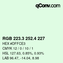 カラーコード: RGB 223.3 252.4 227 | qconv.com