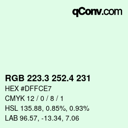 カラーコード: RGB 223.3 252.4 231 | qconv.com
