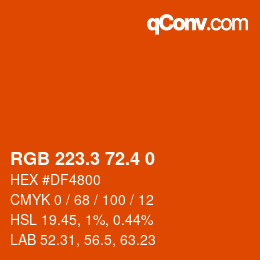 カラーコード: RGB 223.3 72.4 0 | qconv.com