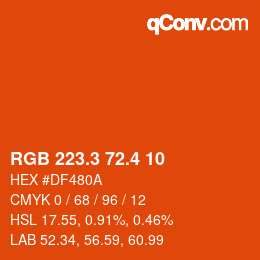 カラーコード: RGB 223.3 72.4 10 | qconv.com