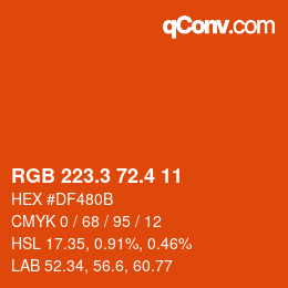 カラーコード: RGB 223.3 72.4 11 | qconv.com