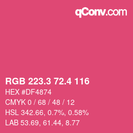 カラーコード: RGB 223.3 72.4 116 | qconv.com