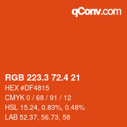 カラーコード: RGB 223.3 72.4 21 | qconv.com