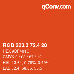 カラーコード: RGB 223.3 72.4 28 | qconv.com