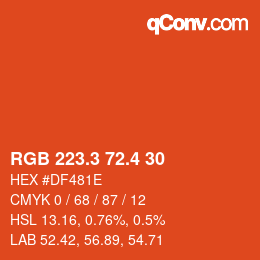 カラーコード: RGB 223.3 72.4 30 | qconv.com