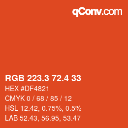 カラーコード: RGB 223.3 72.4 33 | qconv.com