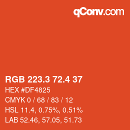 カラーコード: RGB 223.3 72.4 37 | qconv.com
