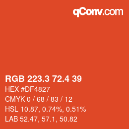 カラーコード: RGB 223.3 72.4 39 | qconv.com