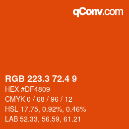 カラーコード: RGB 223.3 72.4 9 | qconv.com