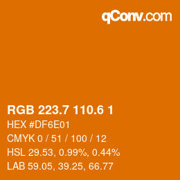 カラーコード: RGB 223.7 110.6 1 | qconv.com