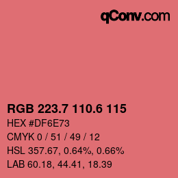 カラーコード: RGB 223.7 110.6 115 | qconv.com