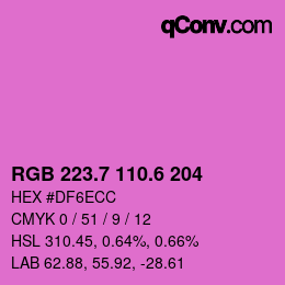 カラーコード: RGB 223.7 110.6 204 | qconv.com