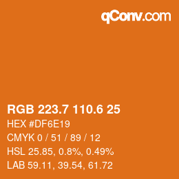カラーコード: RGB 223.7 110.6 25 | qconv.com