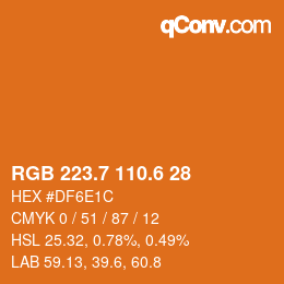 カラーコード: RGB 223.7 110.6 28 | qconv.com