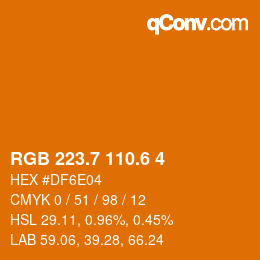 カラーコード: RGB 223.7 110.6 4 | qconv.com