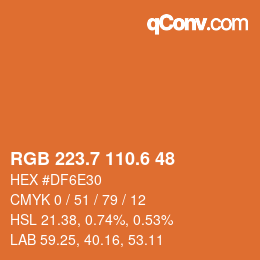 カラーコード: RGB 223.7 110.6 48 | qconv.com