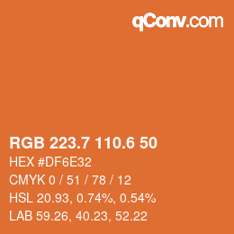 カラーコード: RGB 223.7 110.6 50 | qconv.com