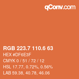 カラーコード: RGB 223.7 110.6 63 | qconv.com