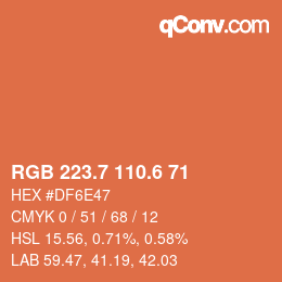 カラーコード: RGB 223.7 110.6 71 | qconv.com