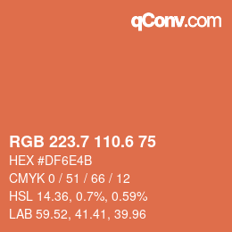 カラーコード: RGB 223.7 110.6 75 | qconv.com