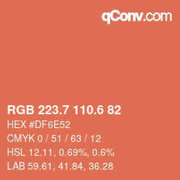 カラーコード: RGB 223.7 110.6 82 | qconv.com