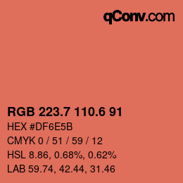 カラーコード: RGB 223.7 110.6 91 | qconv.com