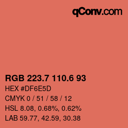 カラーコード: RGB 223.7 110.6 93 | qconv.com