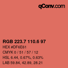 カラーコード: RGB 223.7 110.6 97 | qconv.com