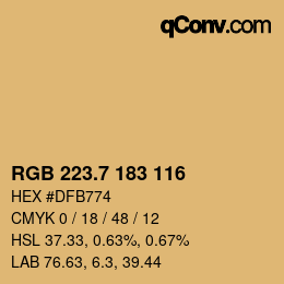 カラーコード: RGB 223.7 183 116 | qconv.com