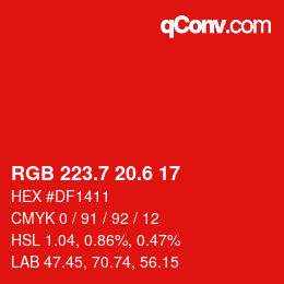 カラーコード: RGB 223.7 20.6 17 | qconv.com