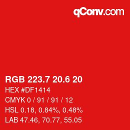 カラーコード: RGB 223.7 20.6 20 | qconv.com