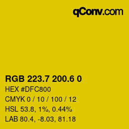 カラーコード: RGB 223.7 200.6 0 | qconv.com