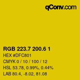 カラーコード: RGB 223.7 200.6 1 | qconv.com