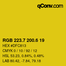 カラーコード: RGB 223.7 200.6 19 | qconv.com