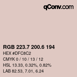 カラーコード: RGB 223.7 200.6 194 | qconv.com