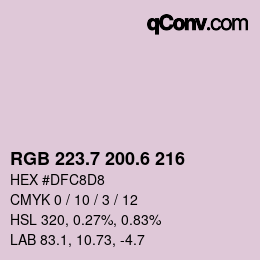 カラーコード: RGB 223.7 200.6 216 | qconv.com