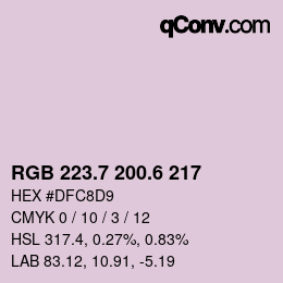 カラーコード: RGB 223.7 200.6 217 | qconv.com
